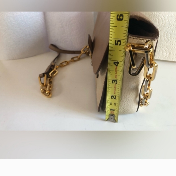 AUTHENTIC Miu Miu Crossbody Bag Beige Tan Leather gold hardware purse - Picture 8 of 10